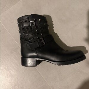 Valentino Garavani Black Studded Moto Boots